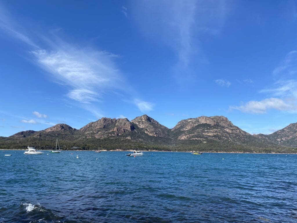 View of the Hazards from Coles Bay Ferry Dock